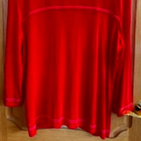 Slinky Brand Red Long Sleeve Button Front Shirt Top Fake Flap Pockets Sz: L - Picture 5 of 6